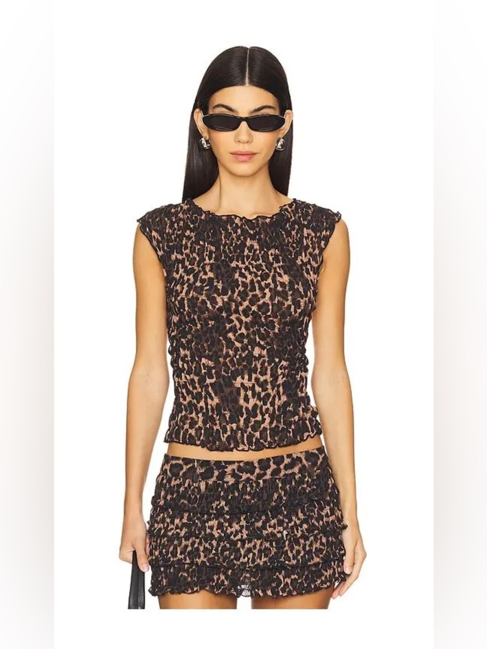 Lioness Match Point Mini Skort and Uno Tie Top Set in Leopard S / M